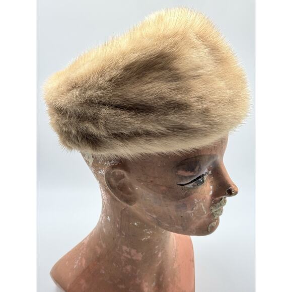 Vintage Montaldo’s Miss Alice Mink Style Fur Pillbox Hat 50s 60s Blonde Luxury - Picture 6 of 9
